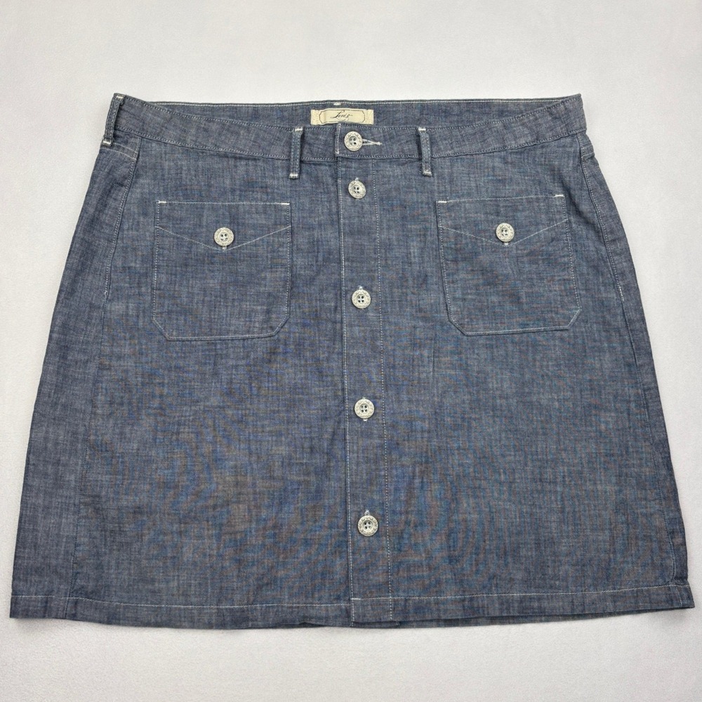 Levis Womens 16 Blue Cotton Chambray Button Front Utility A Line Mini Skirt 38